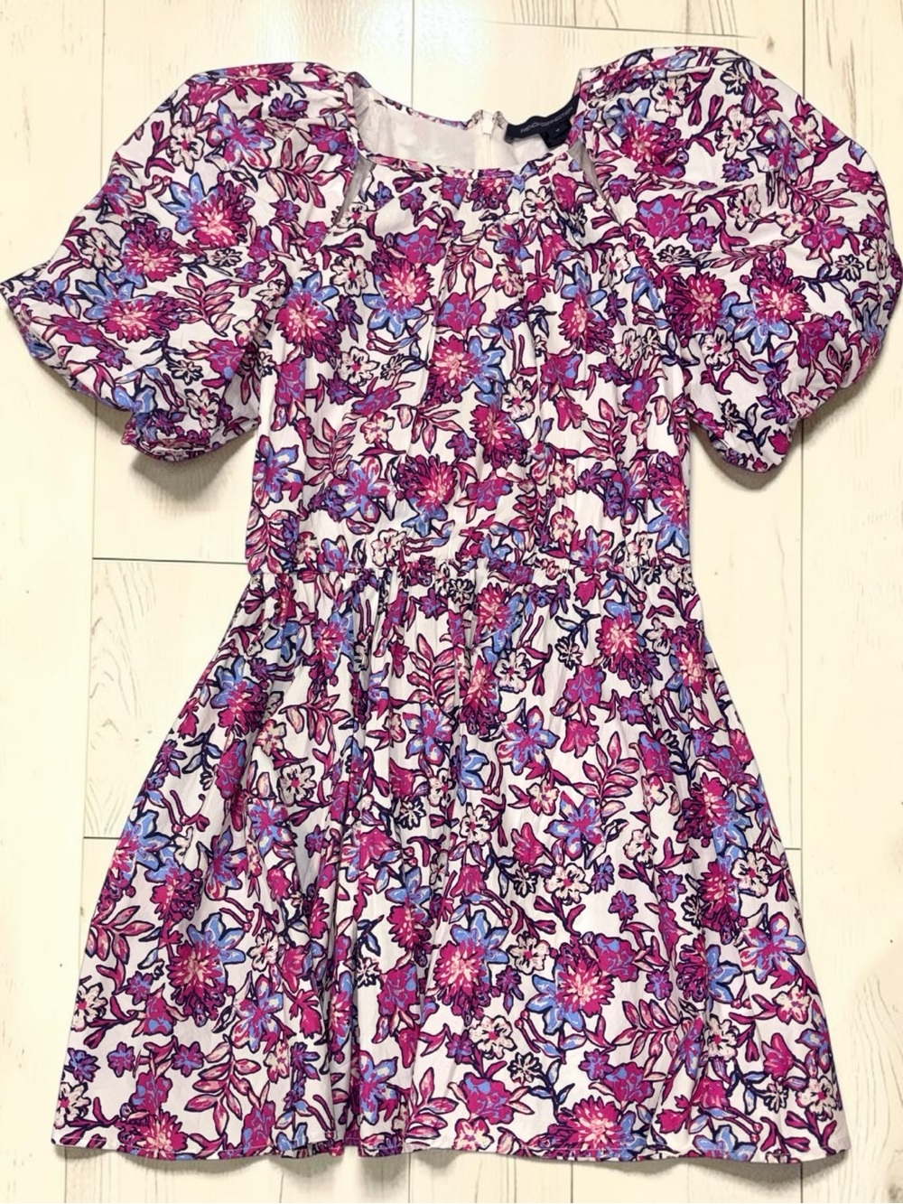 French Connection Fotini Rhodes Floral Puff Sleeve Mini Dress - Size M
